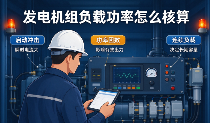 发电机组负载功率怎么核算：启动冲击、功率因数与连续负载三要素