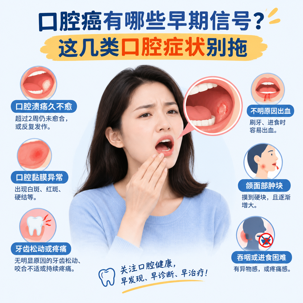 口腔癌有哪些早期信号？这几类口腔症状别拖