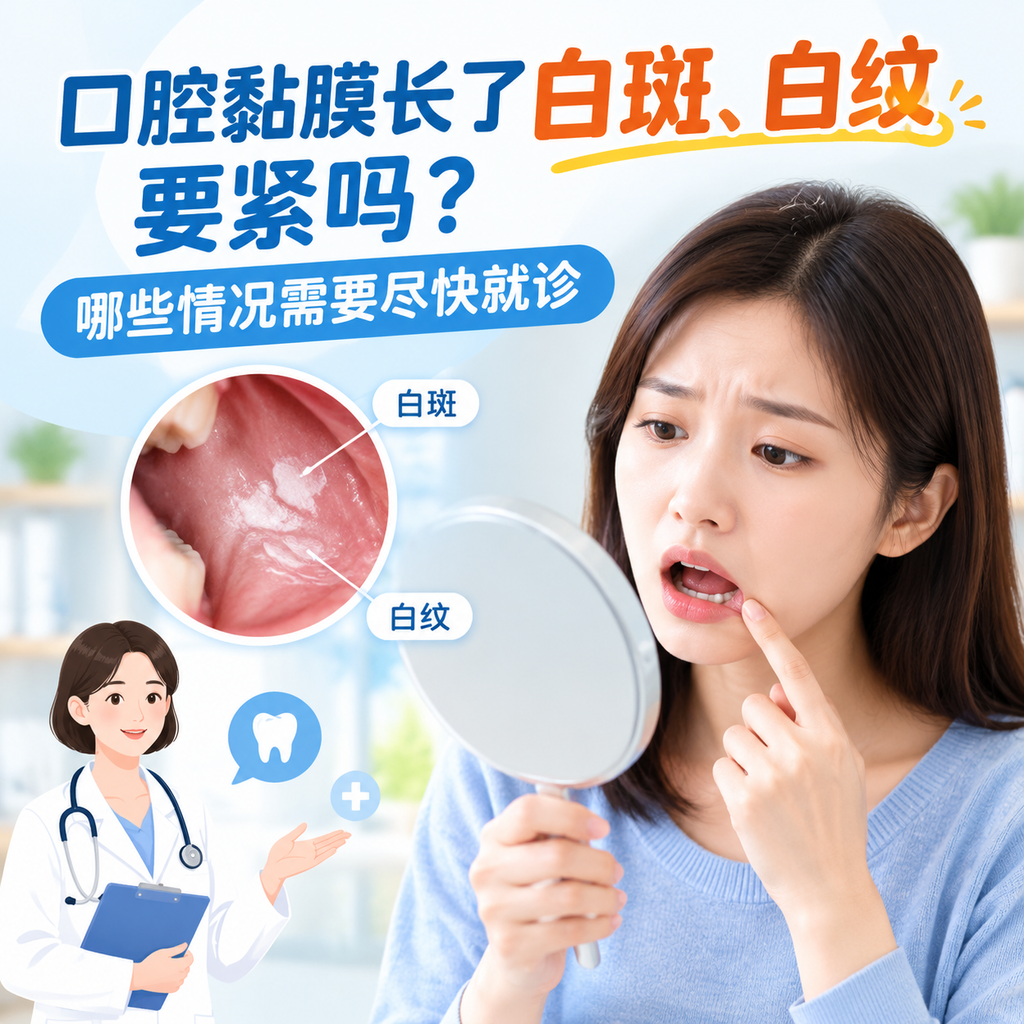 口腔黏膜长了白斑、白纹要紧吗？哪些情况需要尽快就诊