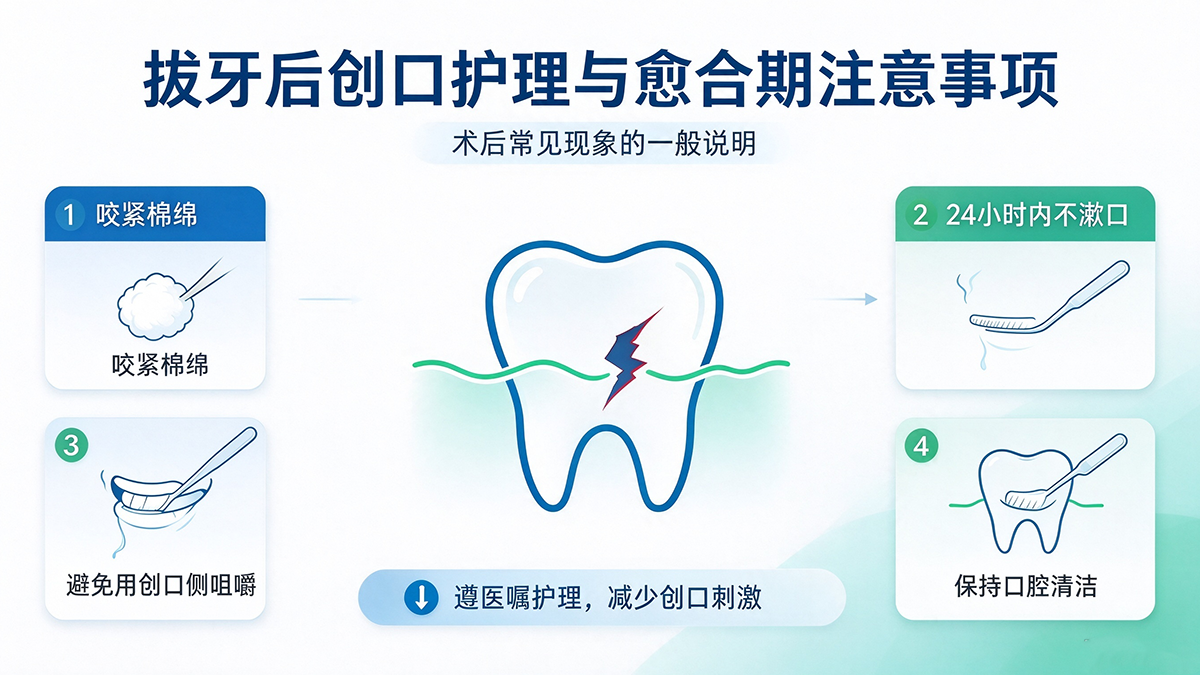 拔牙后创口护理与愈合期注意事项：术后常见现象的一般说明