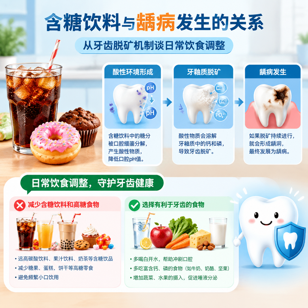 含糖饮料与龋病发生的关系：从牙齿脱矿机制谈日常饮食调整