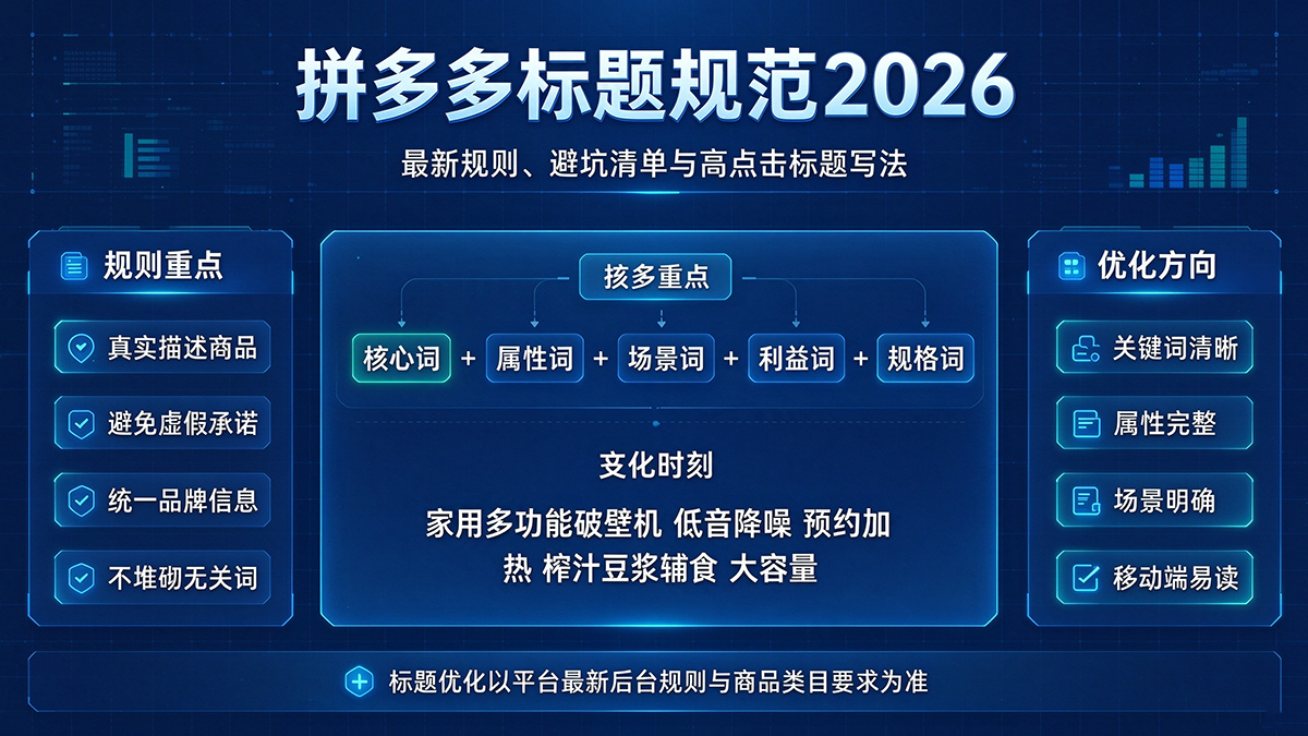 拼多多标题规范2026：最新规则、避坑清单与高点击标题写法