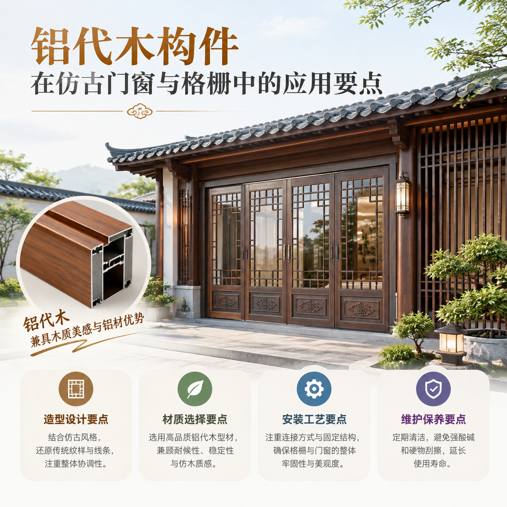 铝代木构件在仿古门窗与格栅中的应用要点