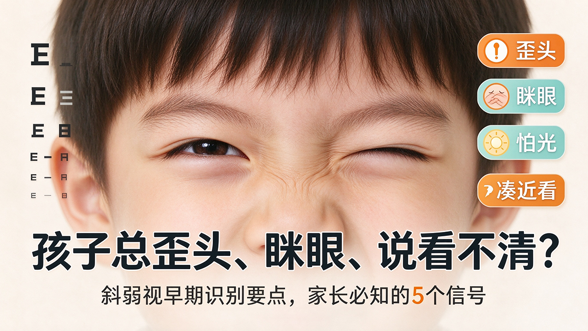 孩子总歪头、眯眼、说看不清？斜弱视早期识别要点，家长必知的5个信号