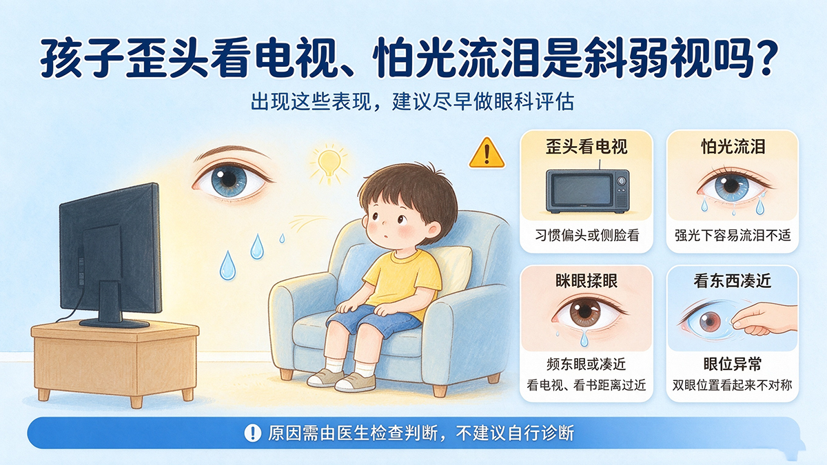 孩子歪头看电视、怕光流泪是斜弱视吗？早期识别信号与筛查时间