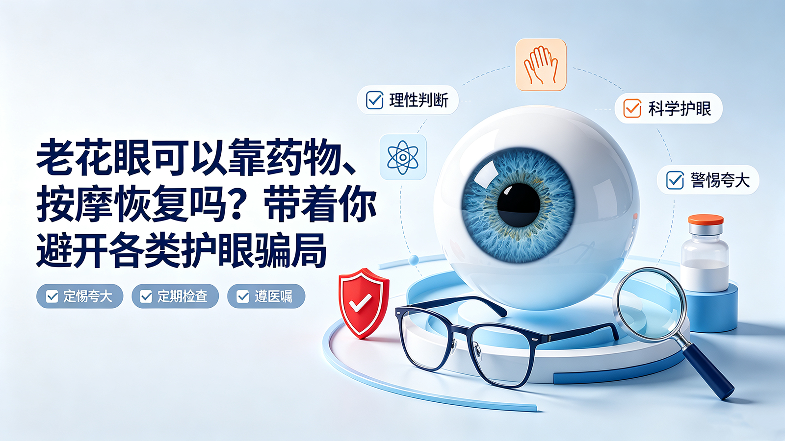 老花眼可以靠药物、按摩恢复吗？带着你避开各类护眼骗局