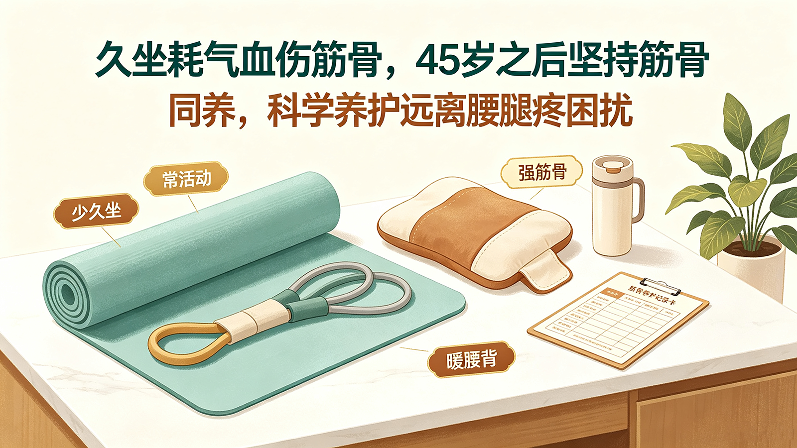 久坐耗气血伤筋骨，45岁之后坚持筋骨同养，科学养护远离腰腿疼困扰