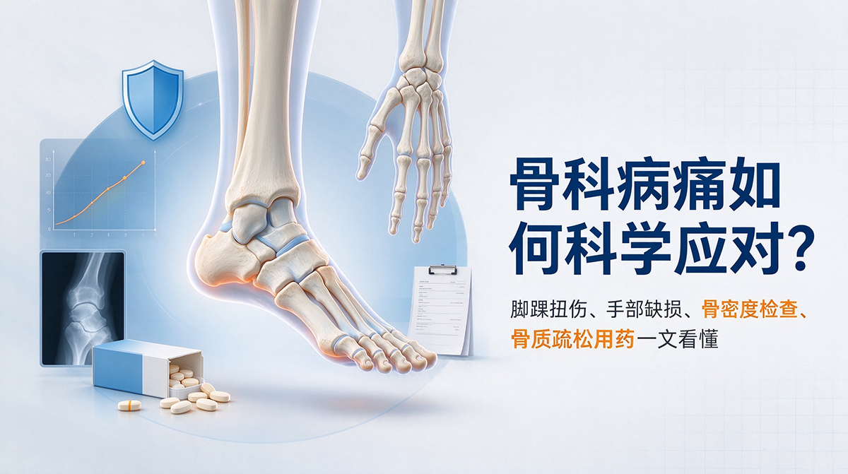 骨科病痛如何科学应对？脚踝扭伤、手部缺损、骨密度检查、骨质疏松用药一文看懂