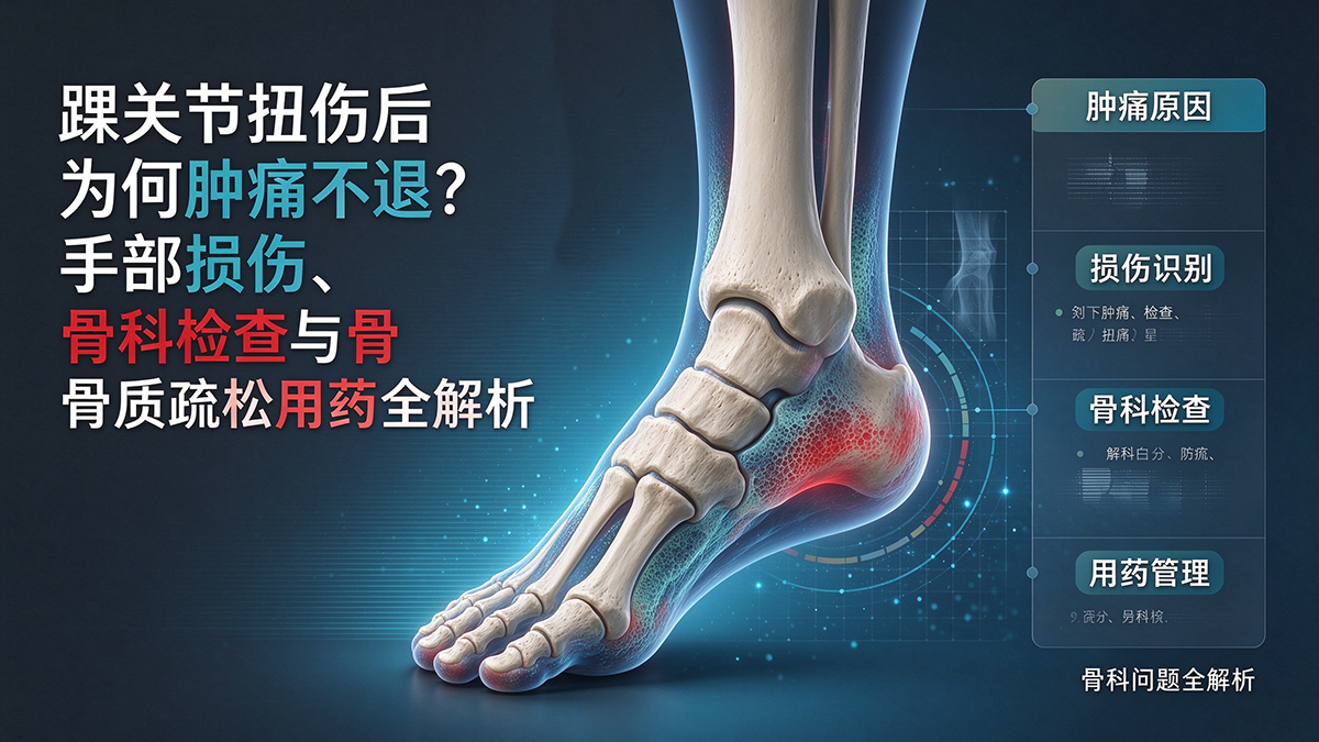 踝关节扭伤后为何肿痛不退？手部损伤、骨科检查与骨质疏松用药全解析