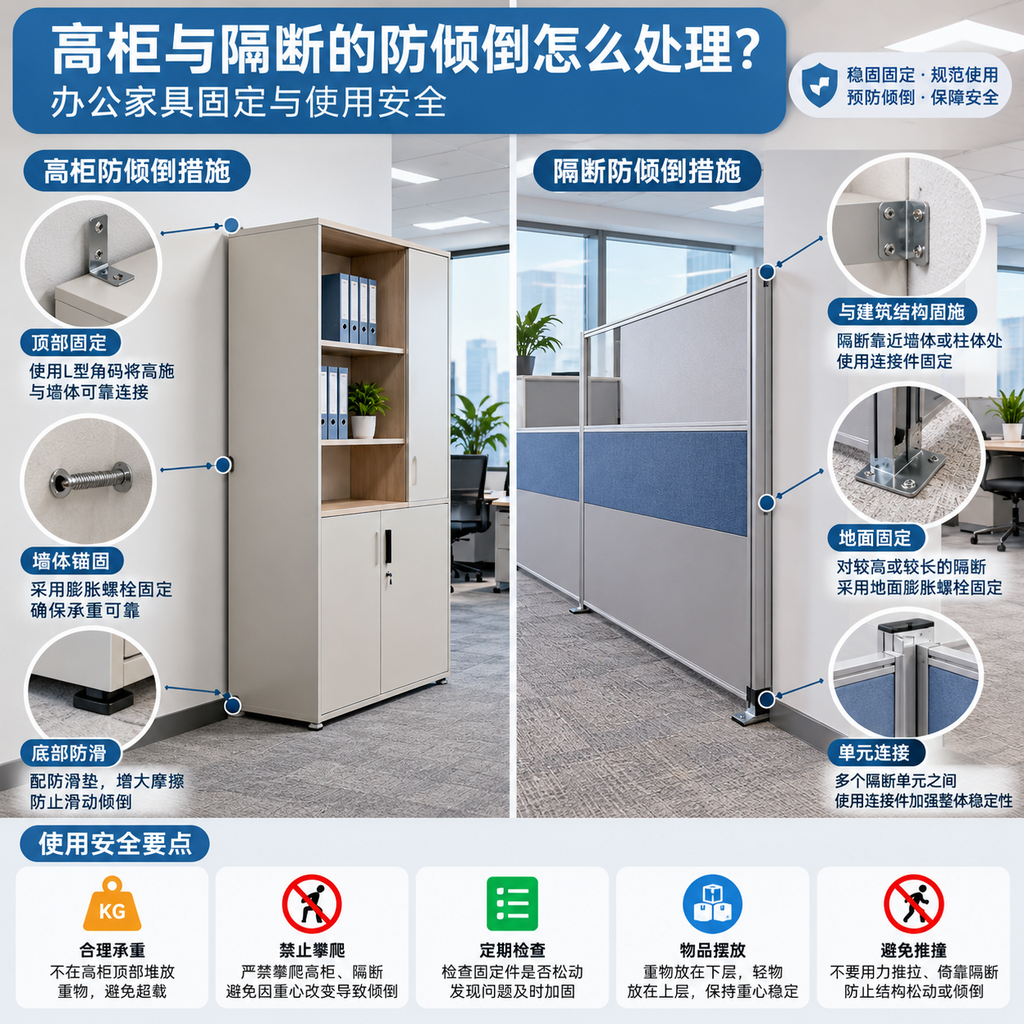 高柜与隔断的防倾倒怎么处理？办公家具固定与使用安全