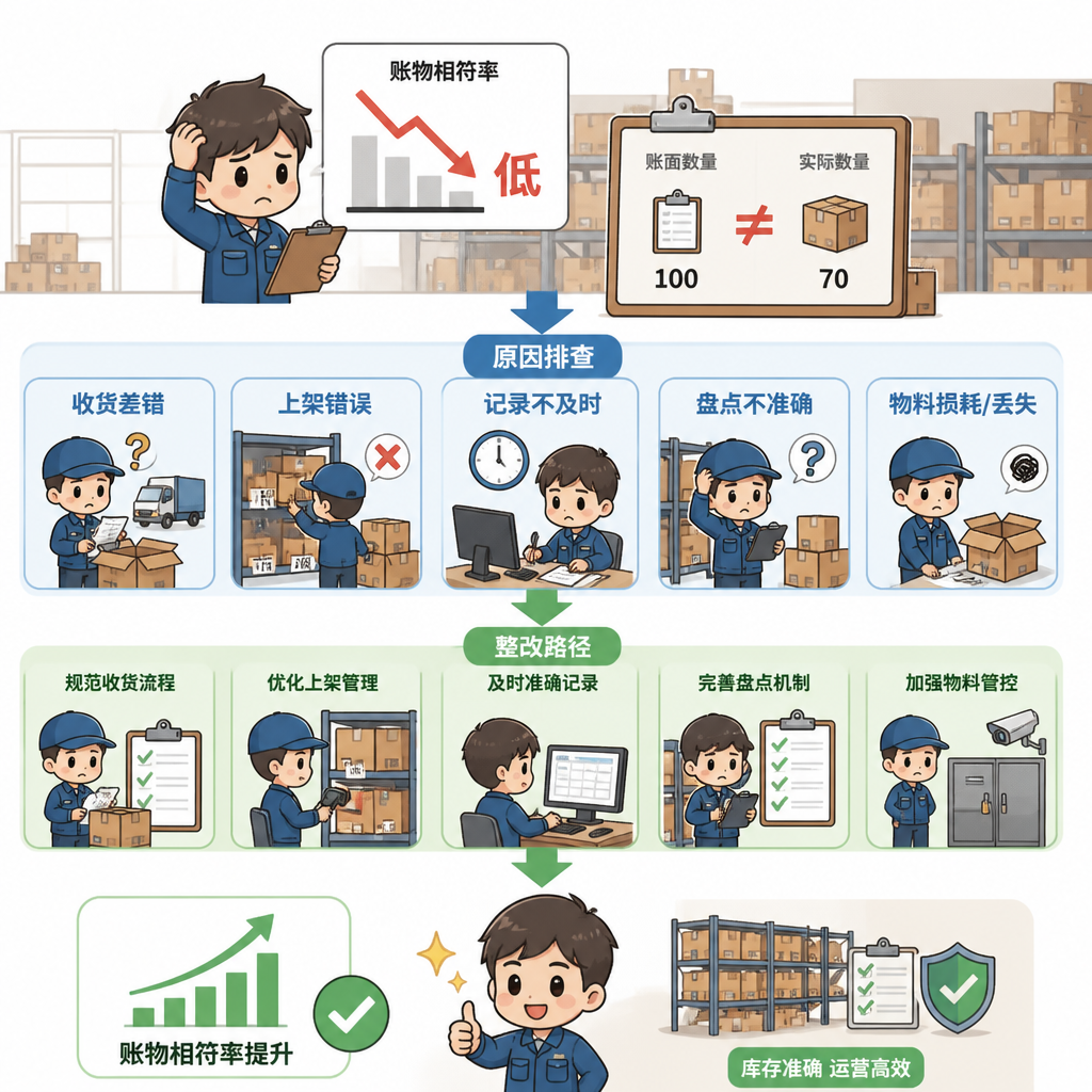 仓库账物相符率低的原因排查与整改路径