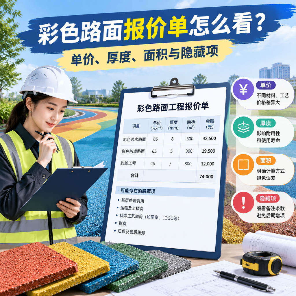 彩色路面报价单怎么看？单价、厚度、面积与隐藏项
