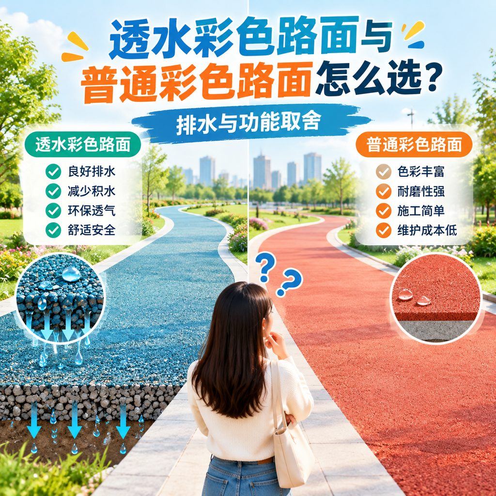 透水彩色路面与普通彩色路面怎么选？排水与功能取舍