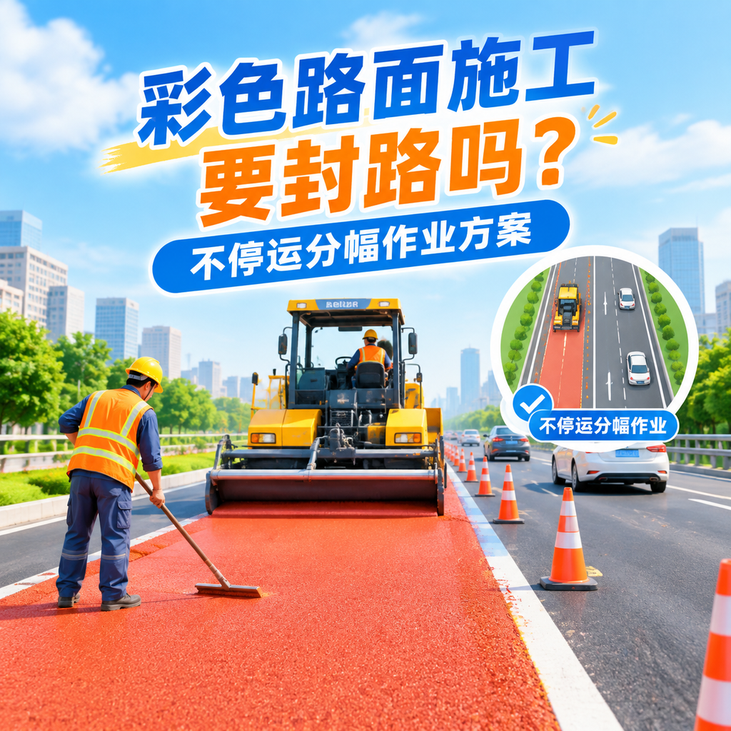 彩色路面施工要封路吗？不停运分幅作业方案