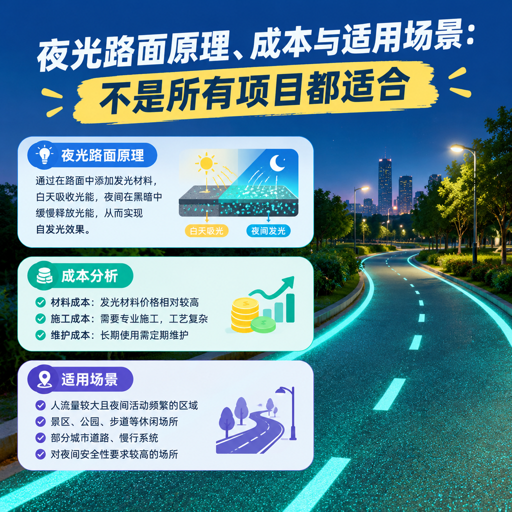 夜光路面原理、成本与适用场景：不是所有项目都适合