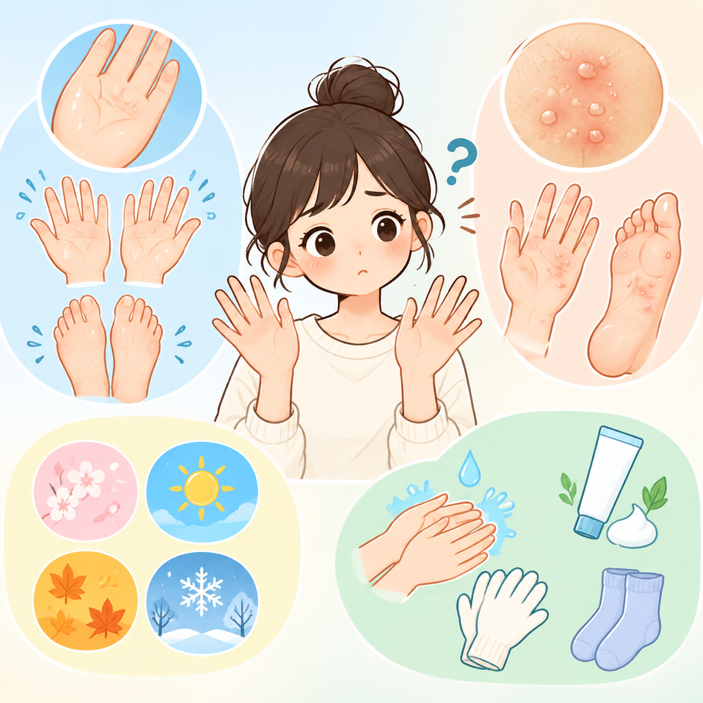 手足多汗与小水疱怎么分辨？汗疱疹的季节特点与护理要点