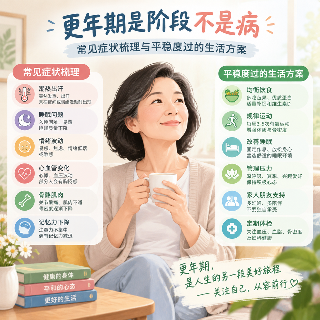 更年期是阶段不是病：常见症状梳理与平稳度过的生活方案