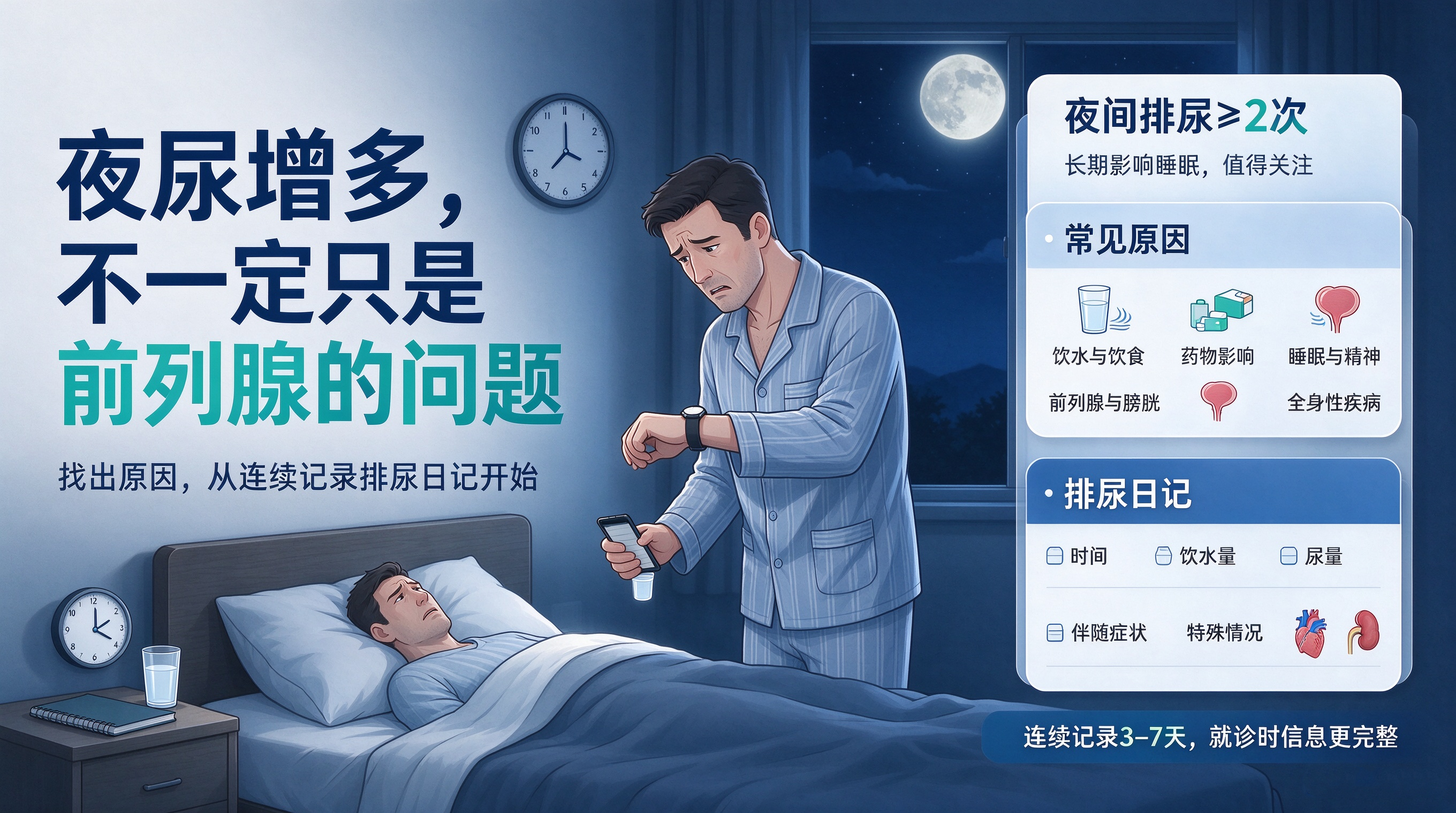 夜尿增多是前列腺问题吗？常见原因与记录方法的说明
