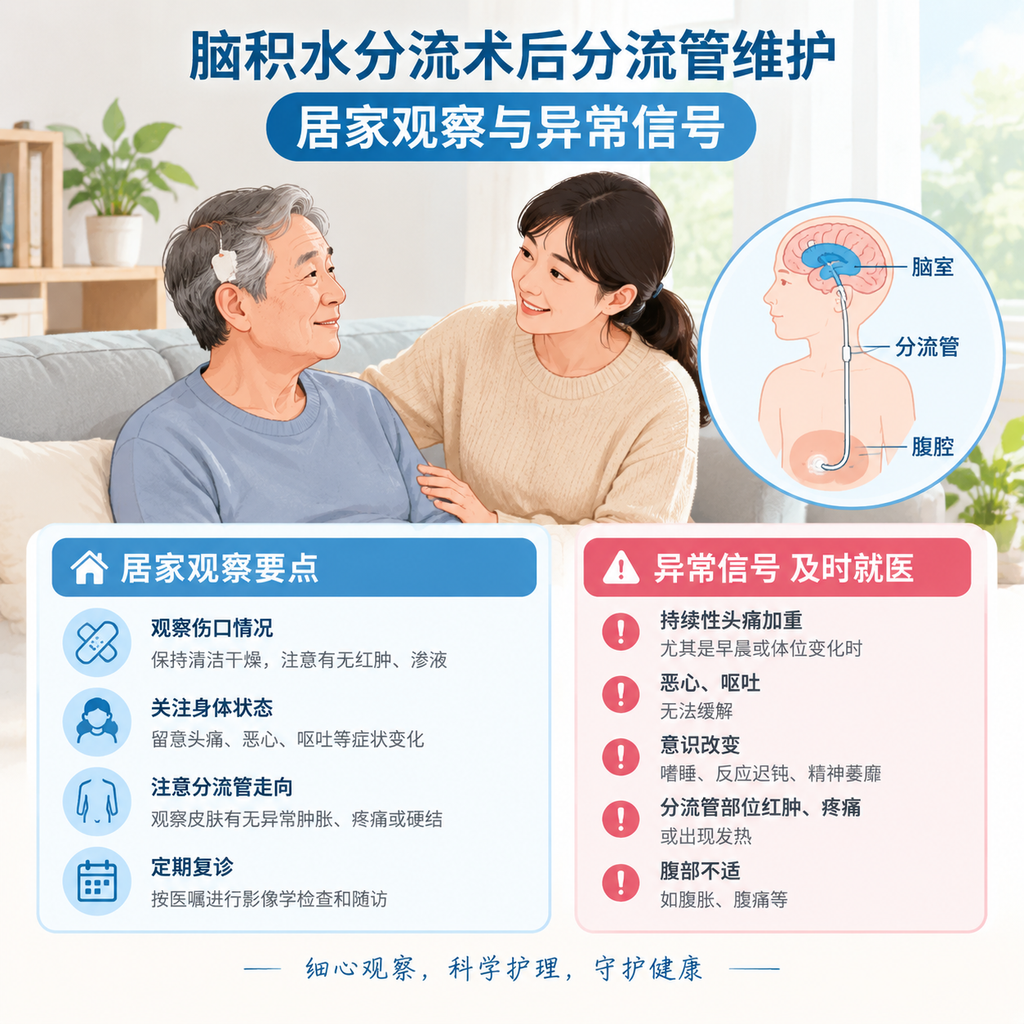 脑积水分流术后分流管维护：居家观察与异常信号