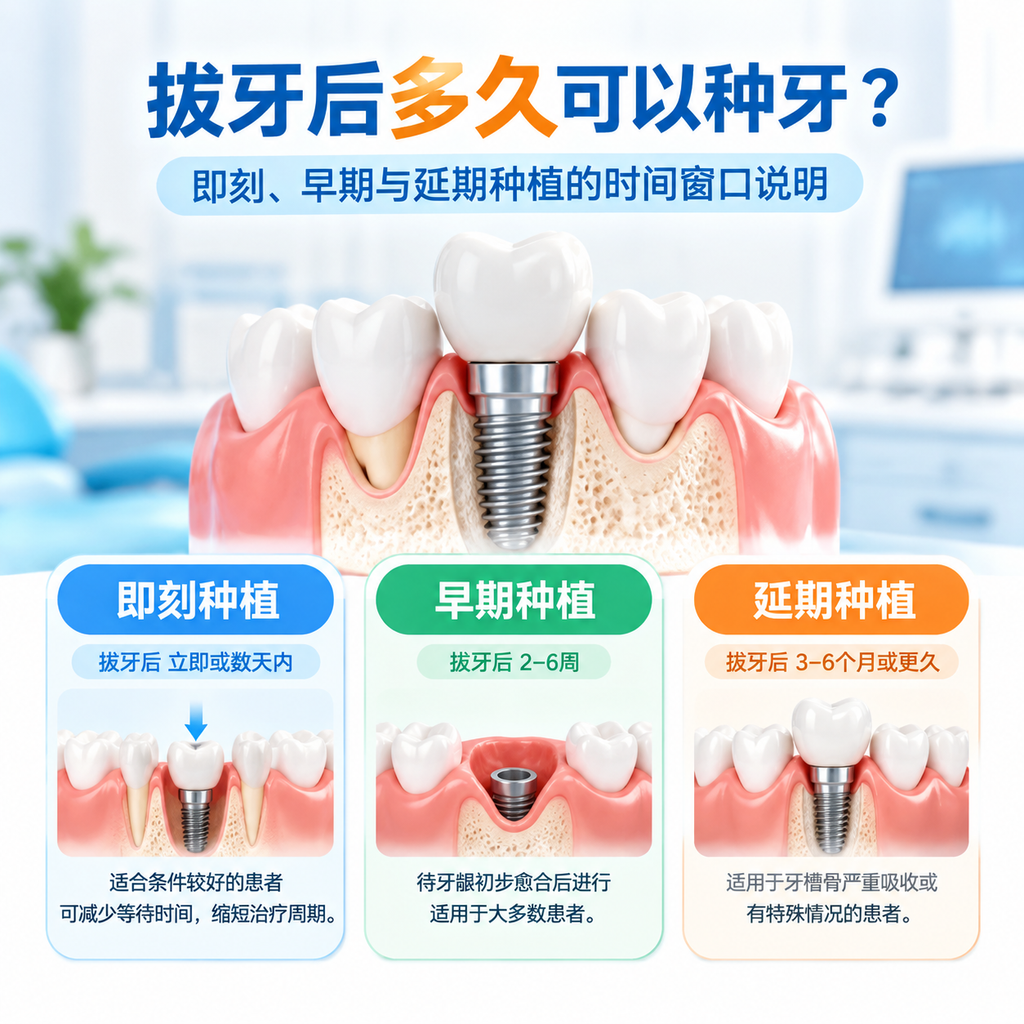 拔牙后多久可以种牙？即刻、早期与延期种植的时间窗口说明