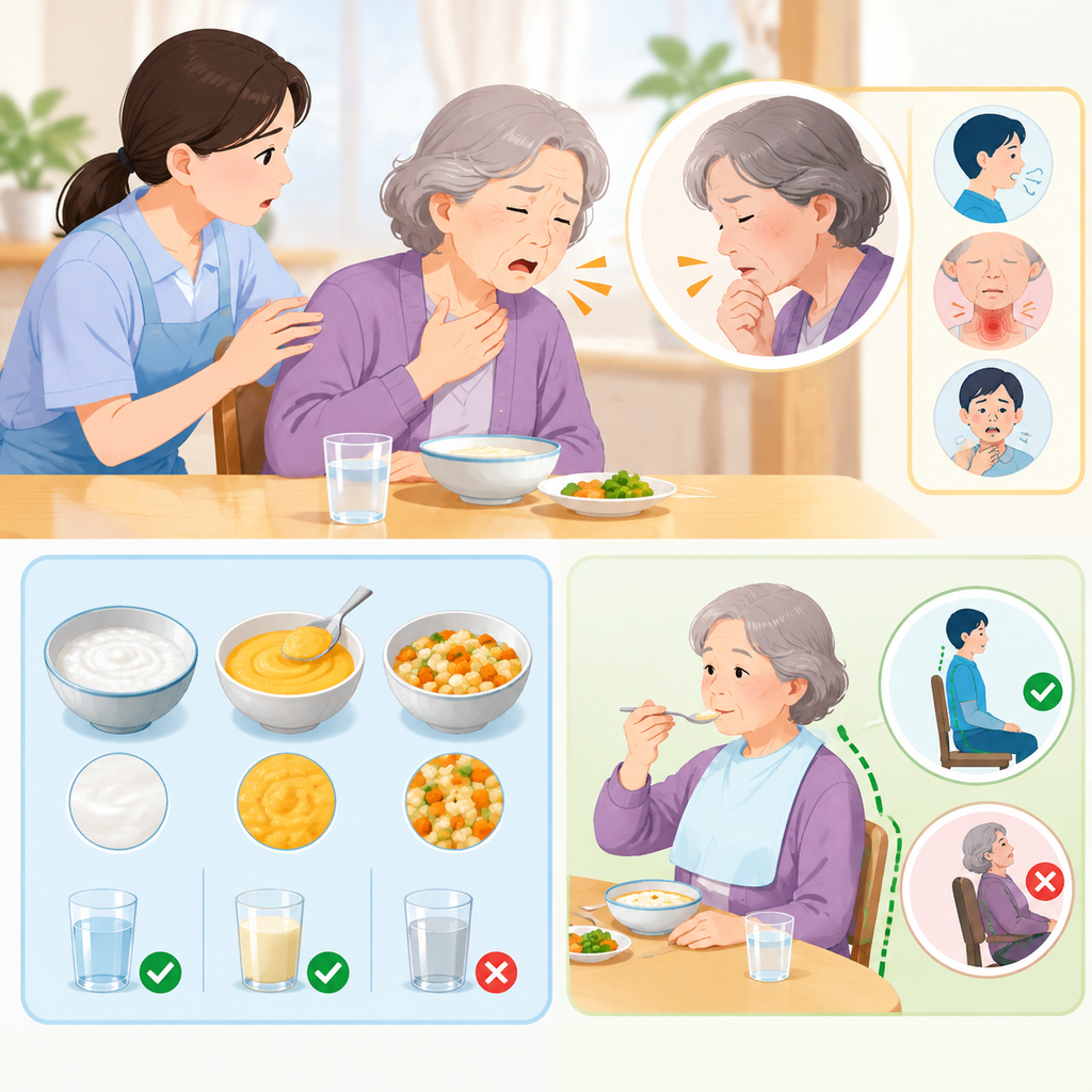 吞咽障碍的居家识别与进食安全：呛咳频次、食物性状与体位要点