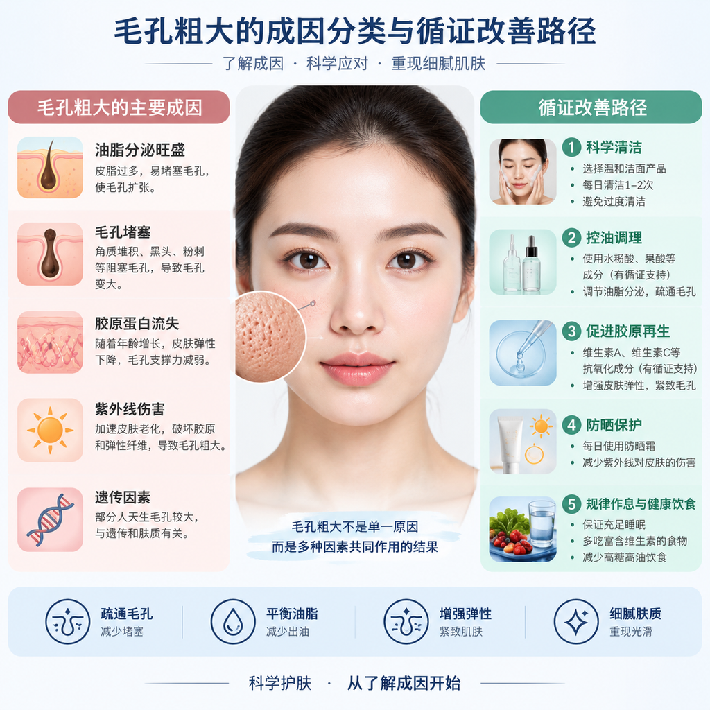 毛孔粗大的成因分类与循证改善路径