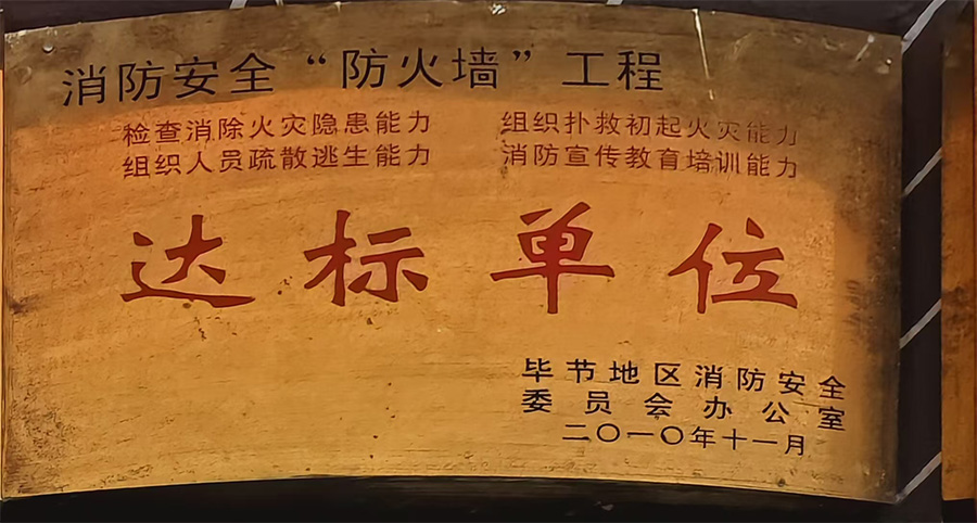 毕节市消防安全“防火墙”工程达标单位