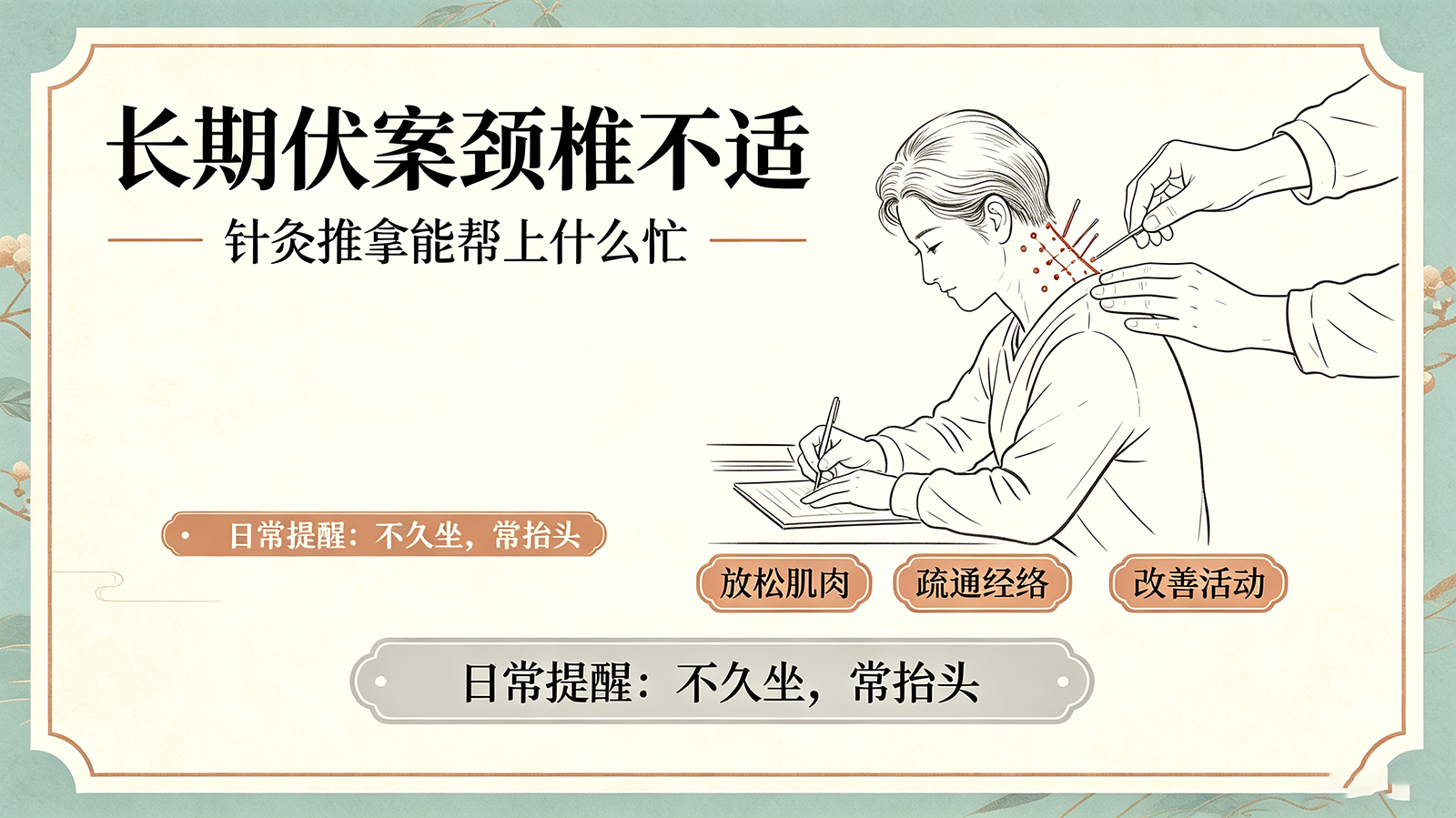 长期伏案颈椎不适？针灸推拿能帮上什么忙