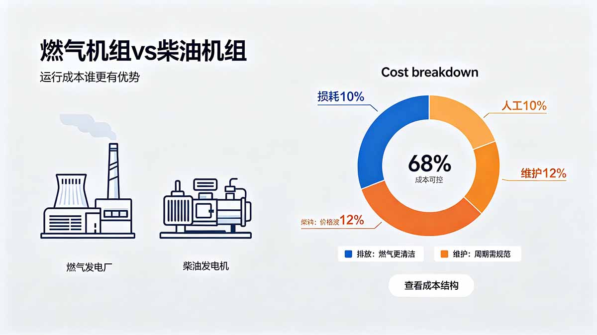 燃气发电机组运行成本比柴油低多少？天然气与沼气场景经济效益测算