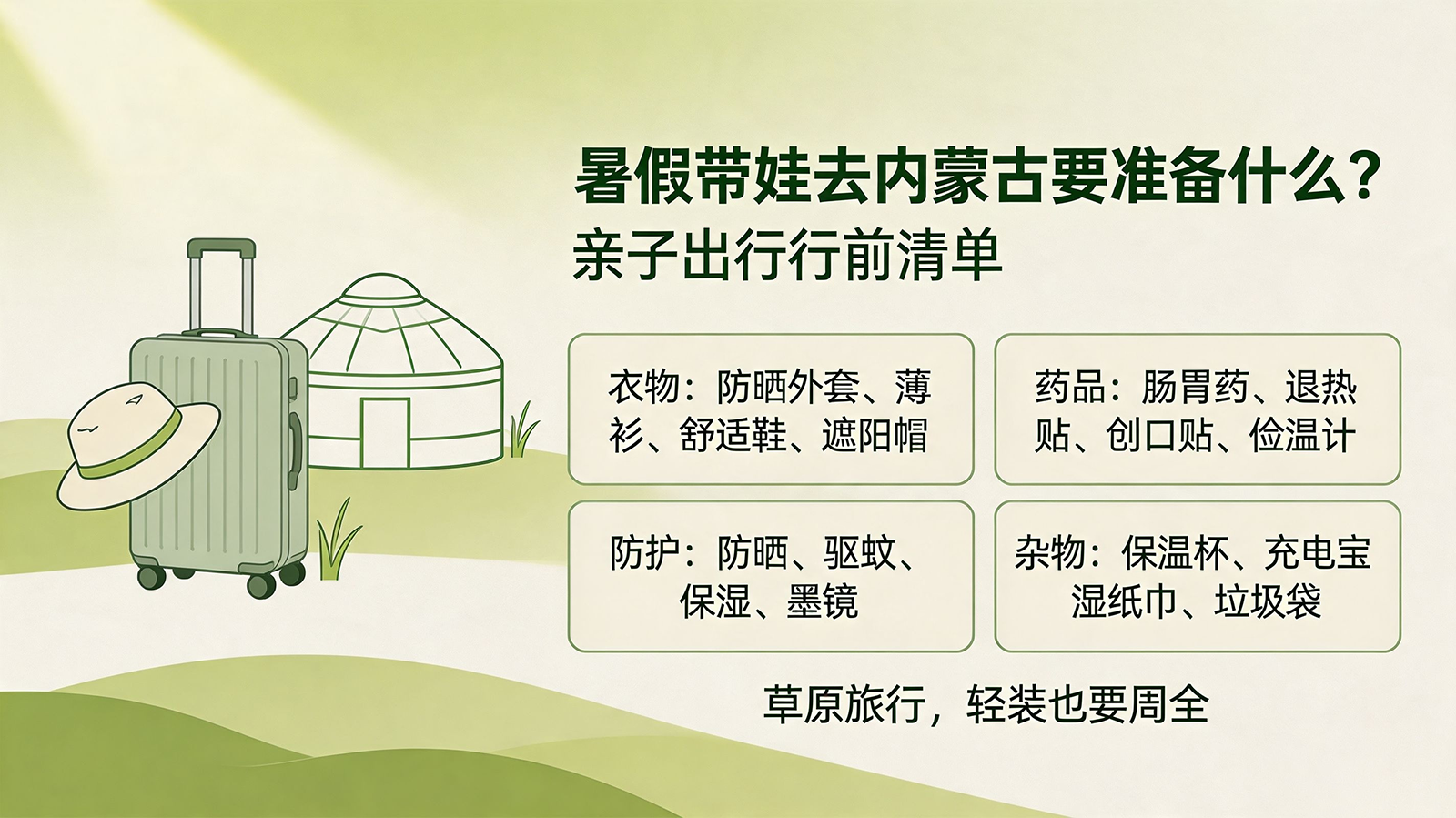 暑假带娃去内蒙古要准备什么？亲子出行行前清单