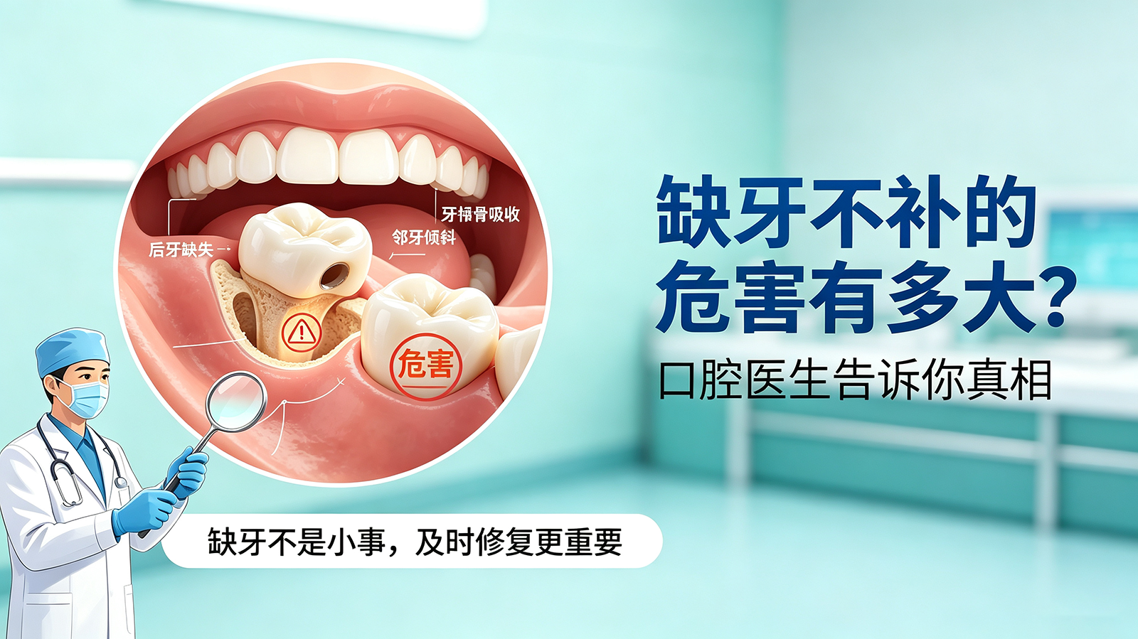 缺牙不补的危害有多大？口腔医生告诉你真相