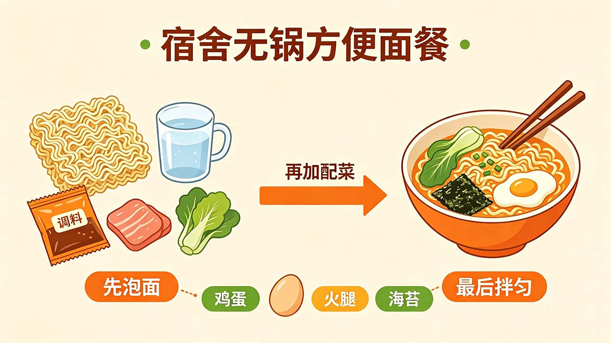 宿舍党没有锅，怎么把方便面吃出正餐感？
