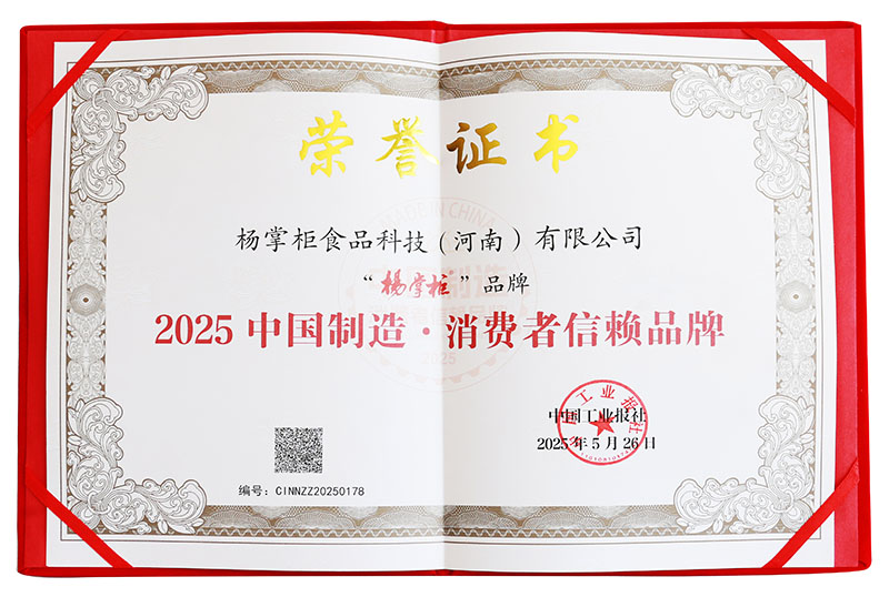 2025中国制造消费者信赖品牌荣誉证书