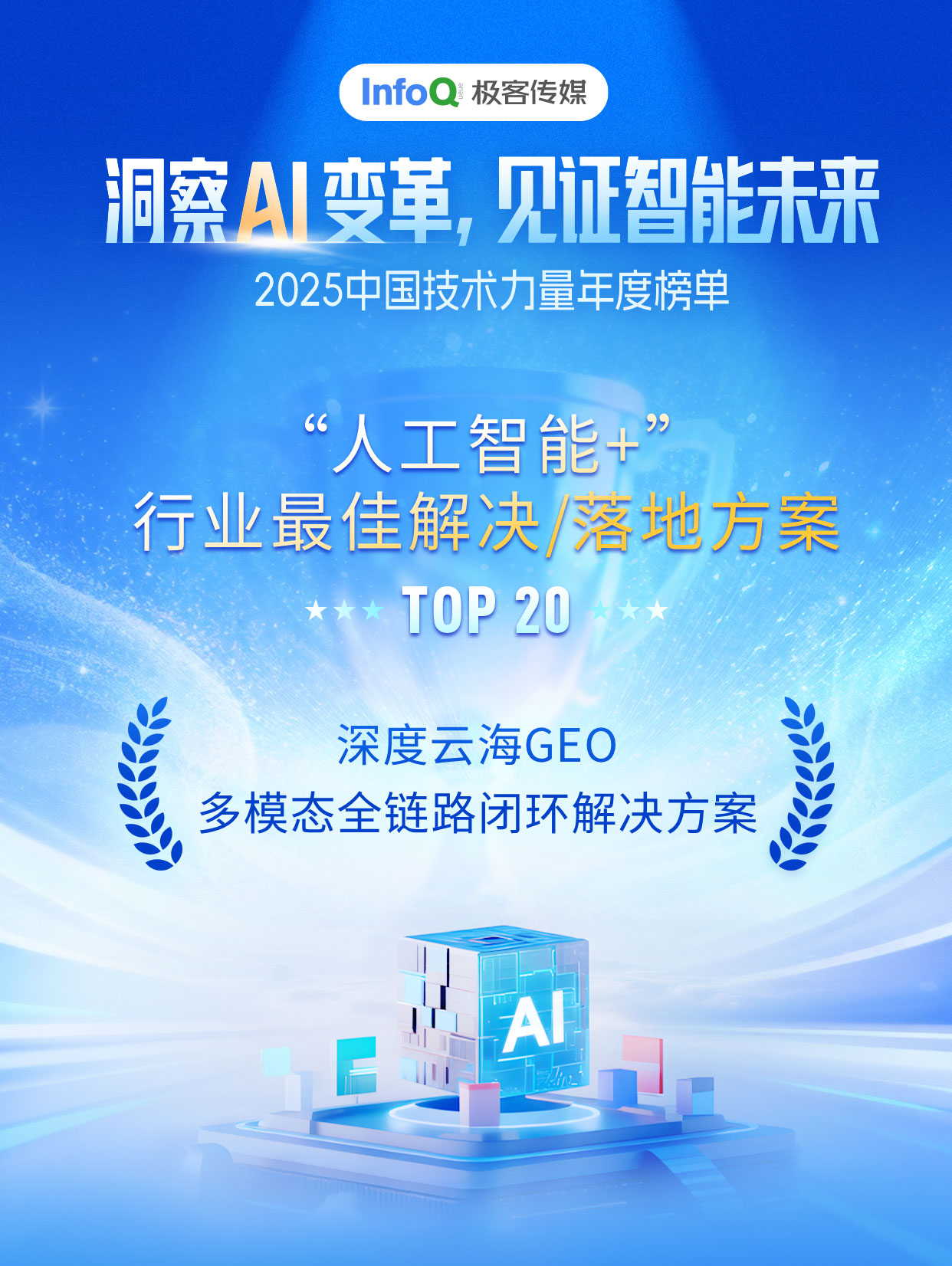 深度云海GEO再获权威认可！上榜InfoQ 2025中国技术力量榜单，荣膺"人工智能+行业最佳落地方案"