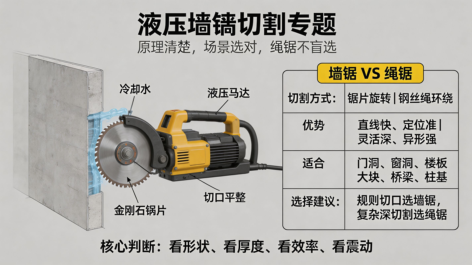 液压墙锯切割专题：原理、适用场景，与绳锯怎么选？