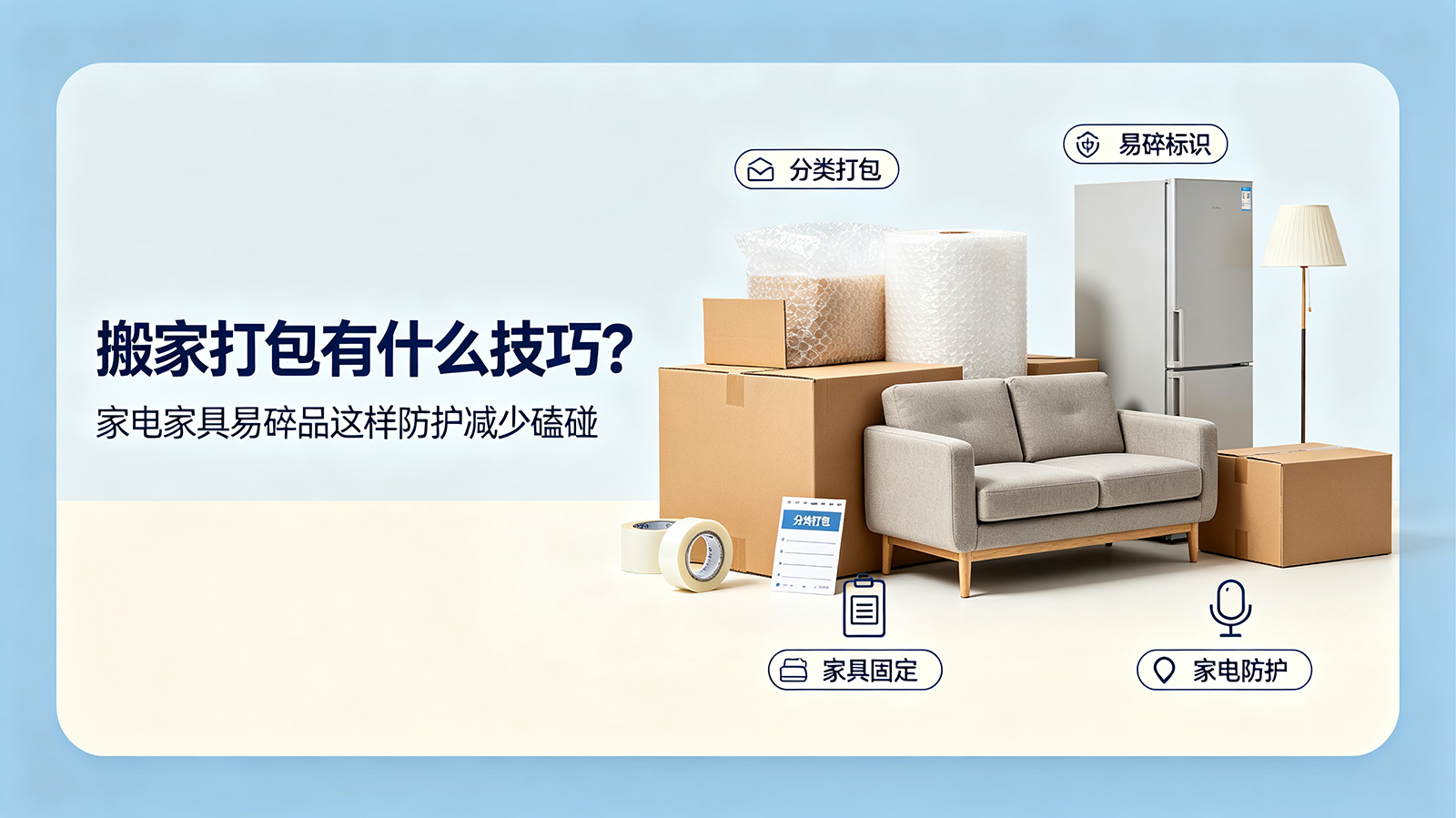 搬家打包有什么技巧？家电家具易碎品这样防护有效减少磕碰