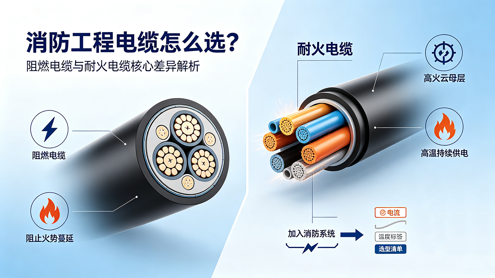 消防工程电缆怎么选？阻燃电缆与耐火电缆核心差异解析