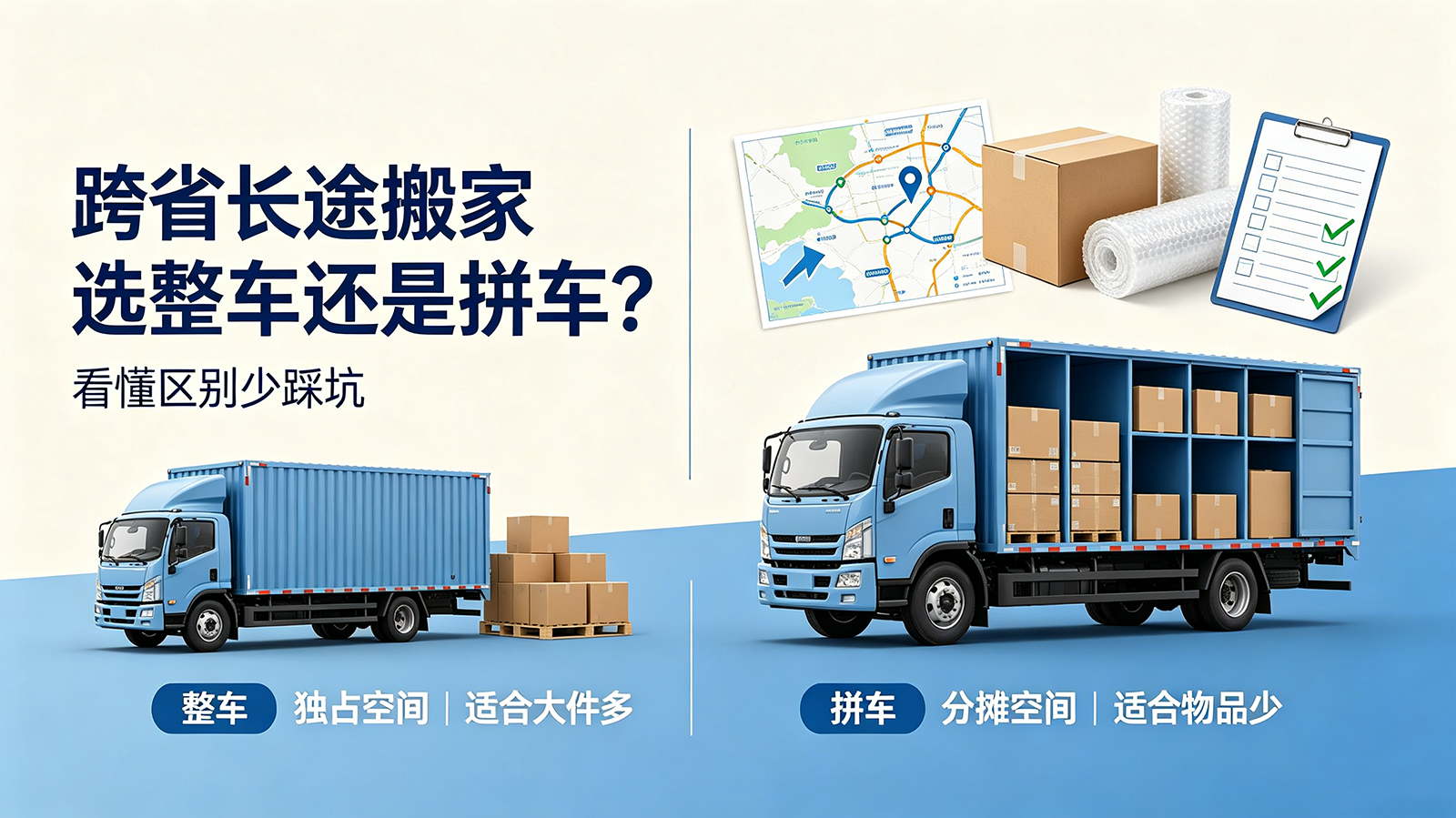 跨省长途搬家选整车还是拼车？看懂区别少踩坑