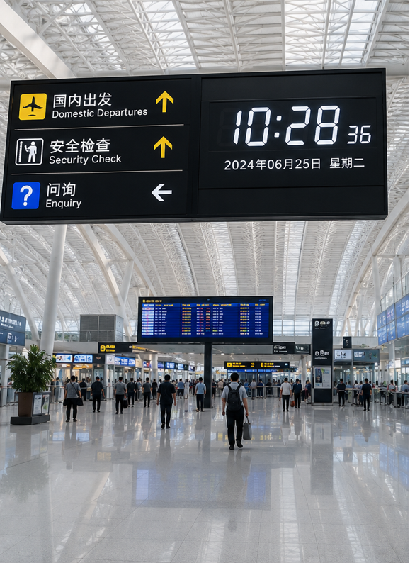 郑州新郑国际机场航站楼时间同步应用场景示意