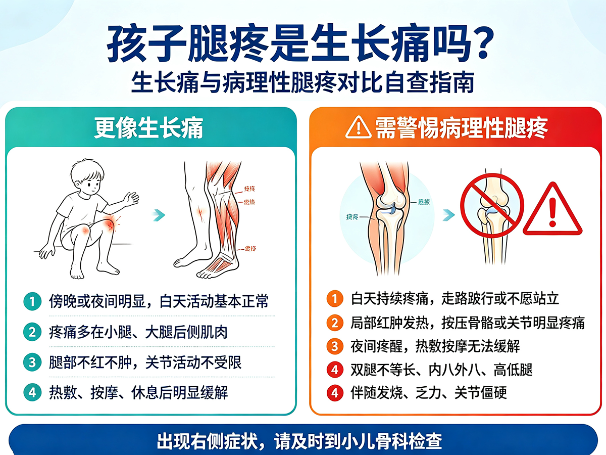 孩子夜里腿疼是生长痛？重庆长城骨科带你分清病理性骨骼疾病