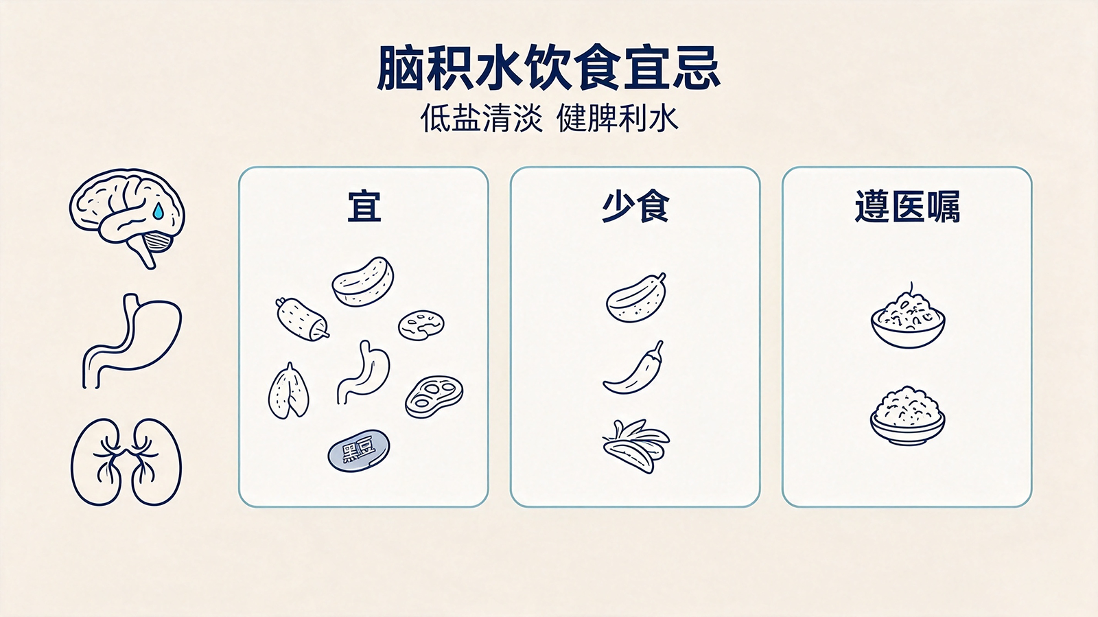 脑积水患者饮食宜忌：低盐利尿与健脾补肾食材的中医调理建议