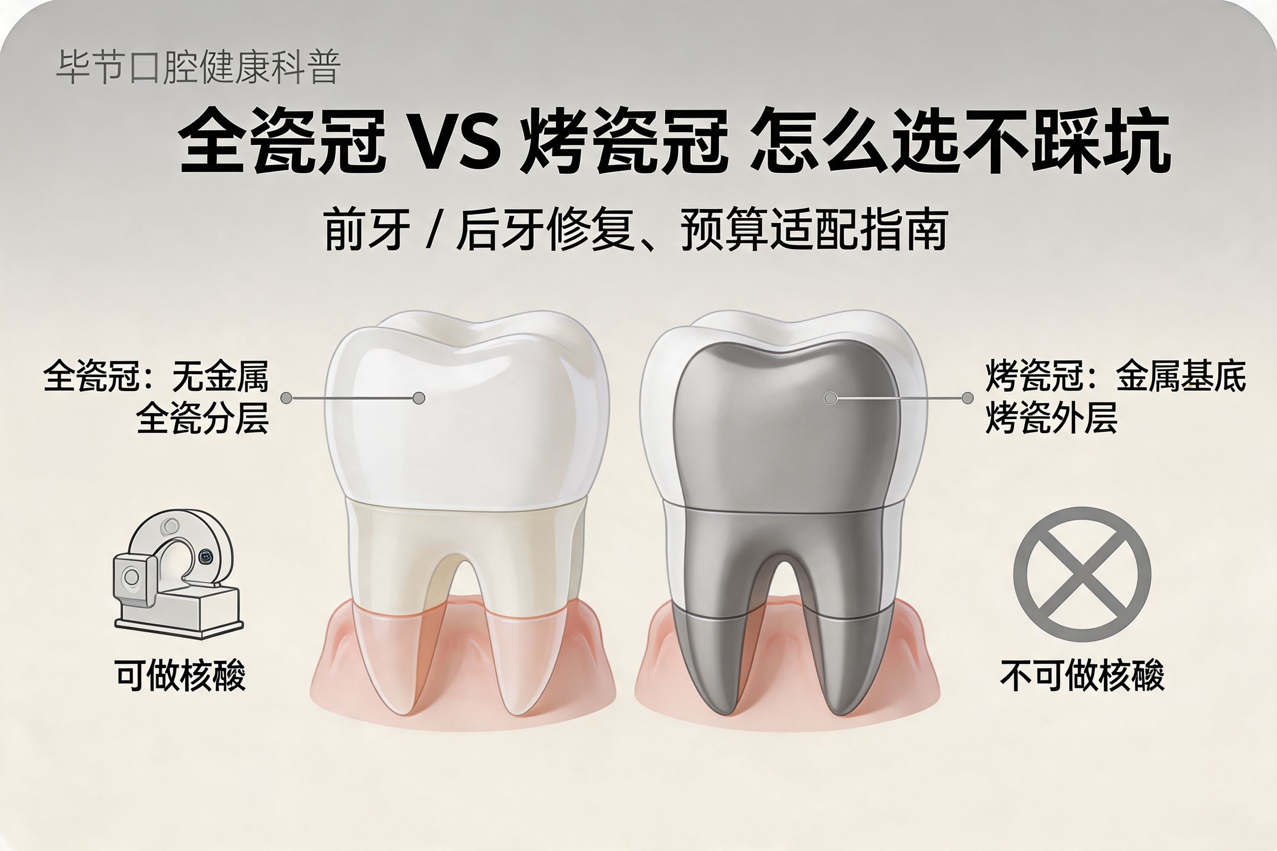 全瓷冠和烤瓷冠的区别与选择