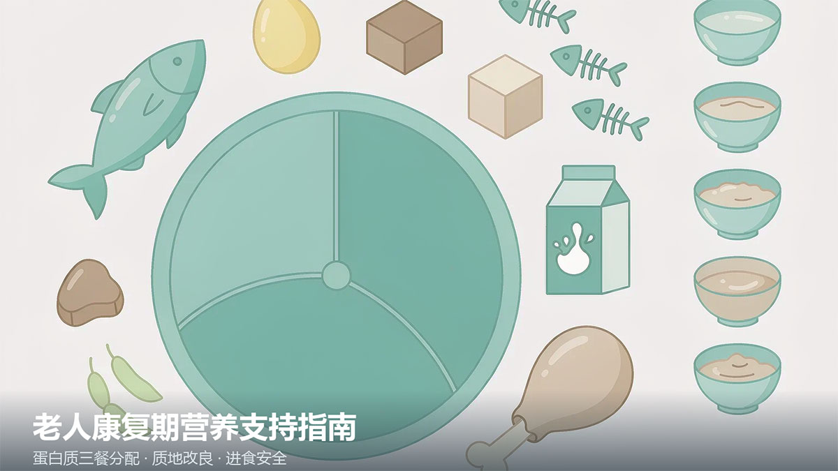 老人康复期营养支持指南：蛋白质三餐分配、质地改良与进食安全（2026版）