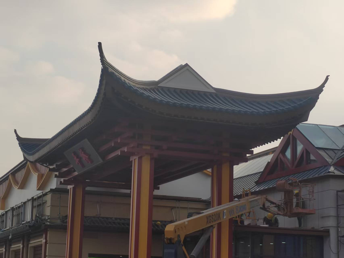 全铝古建——工厂预制现场组装的成套铝作景观建筑