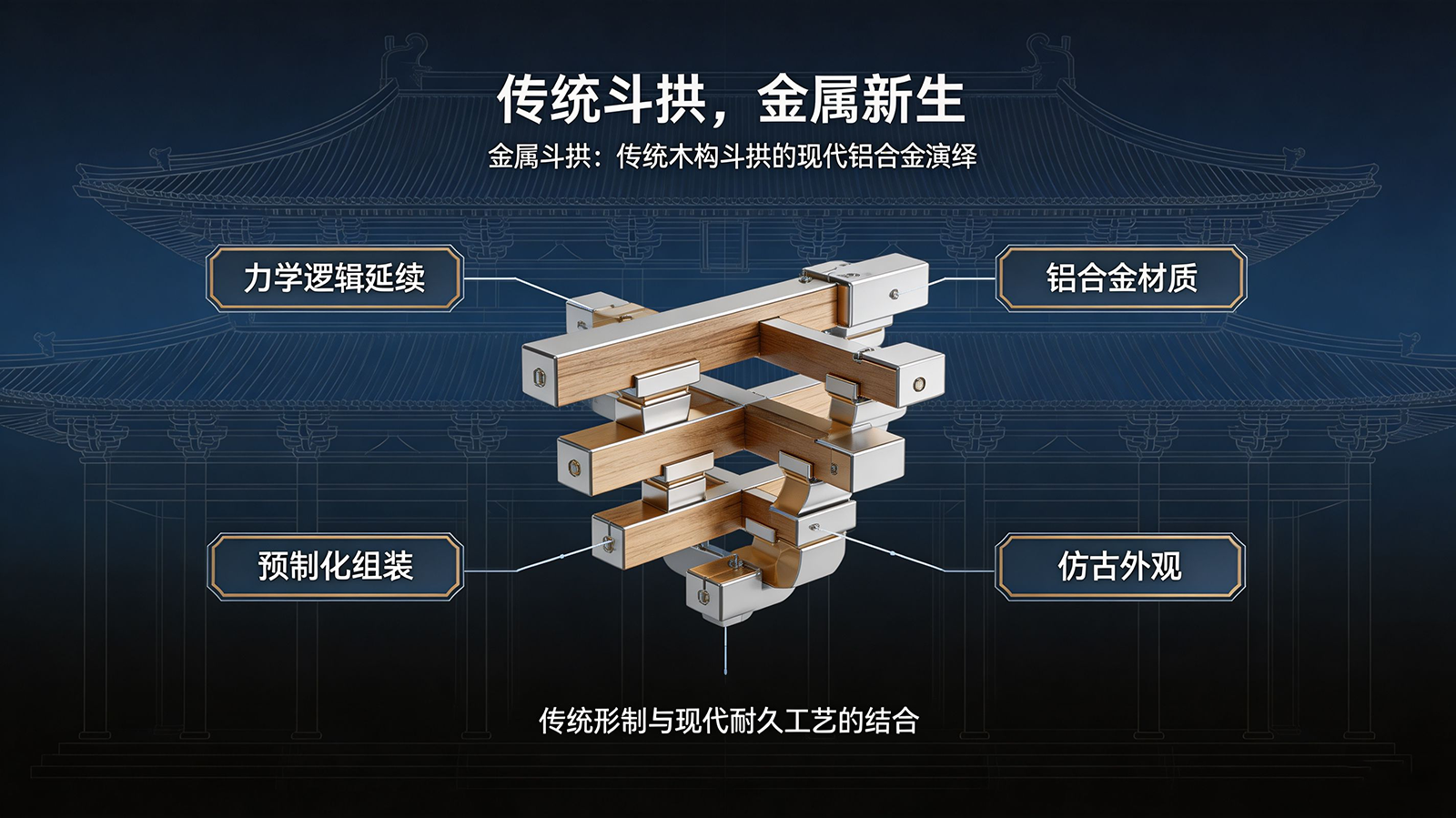 金属斗拱：传统木构斗拱的现代铝合金演绎