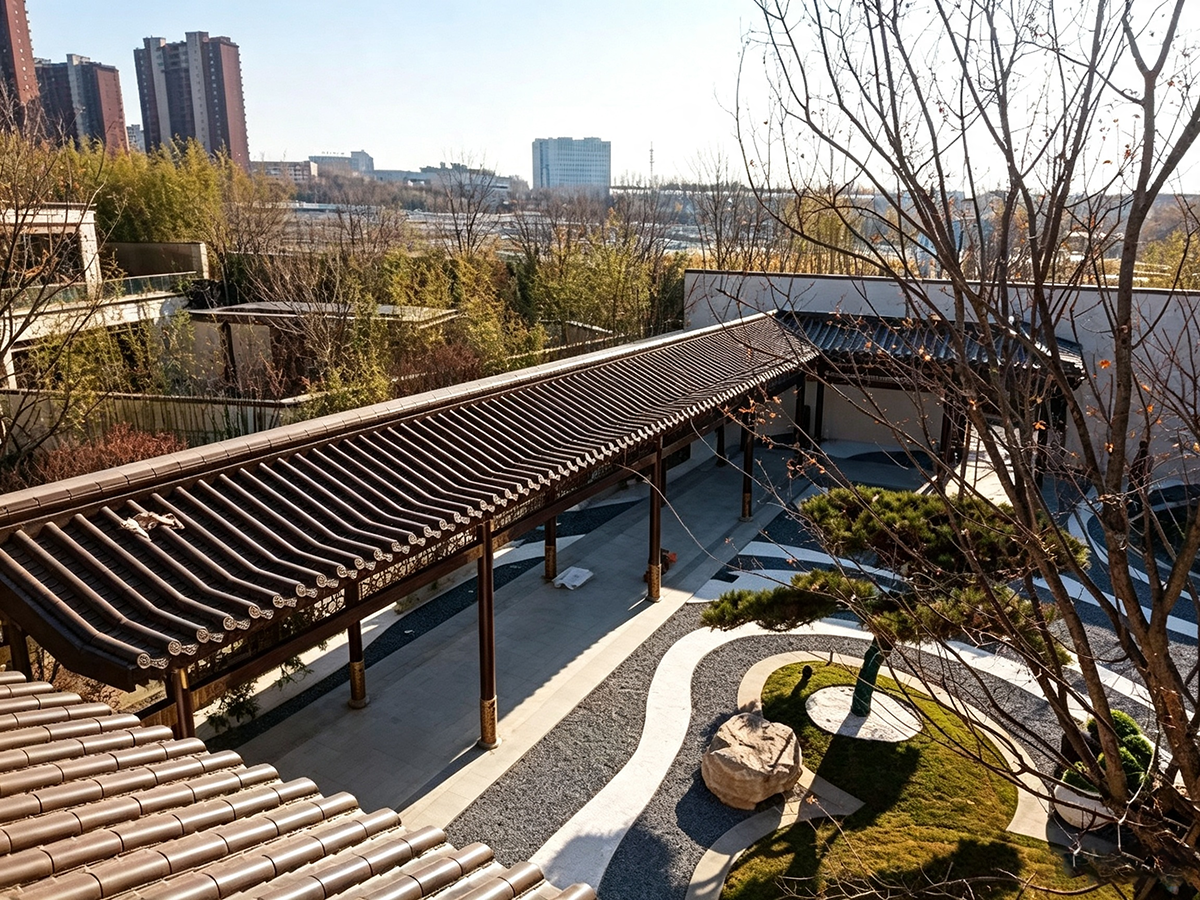 北京长辛店鑫园听竹院屋面改造工程——特色院落古建风格屋面更新的金属连体瓦实践