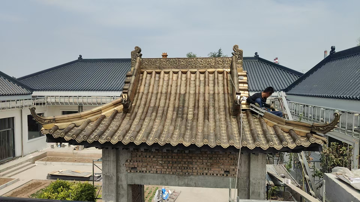 仿古铜瓦——黄铜紫铜基材的高等级古建屋面瓦